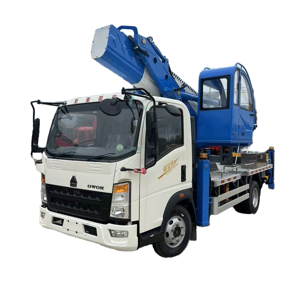 HOWO 28m Single-Axle Boom Elevator Truck | Transmiss&atilde;o Manual Motorizada A Diesel Para Manute