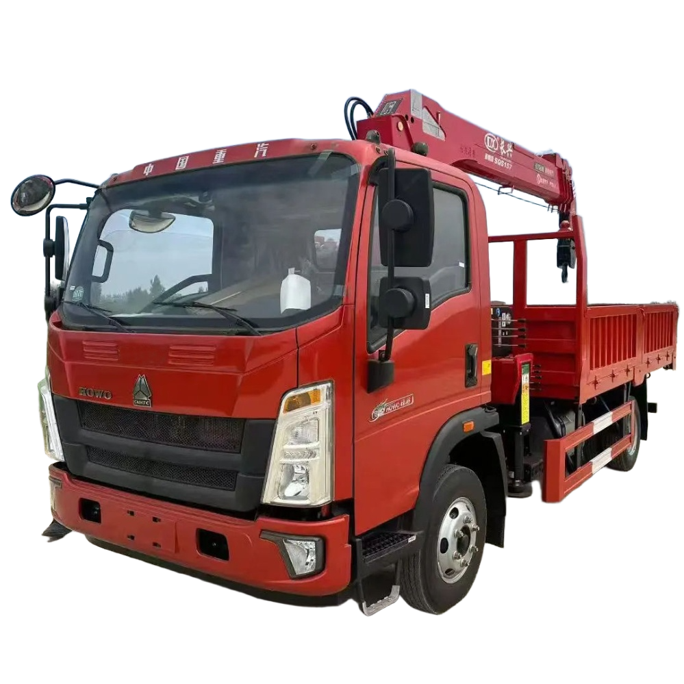 Sinotruk Howo 4 X2 Guindaste De Caminh&atilde;o 6 Toneladas Boom Telesc&oacute;pico Novo Motor De Bo